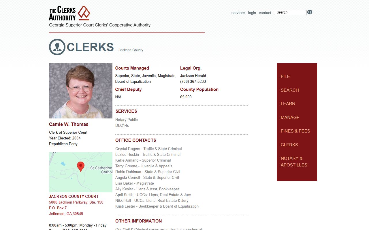 Jackson County Clerk of Superior Court GSCCCA profile