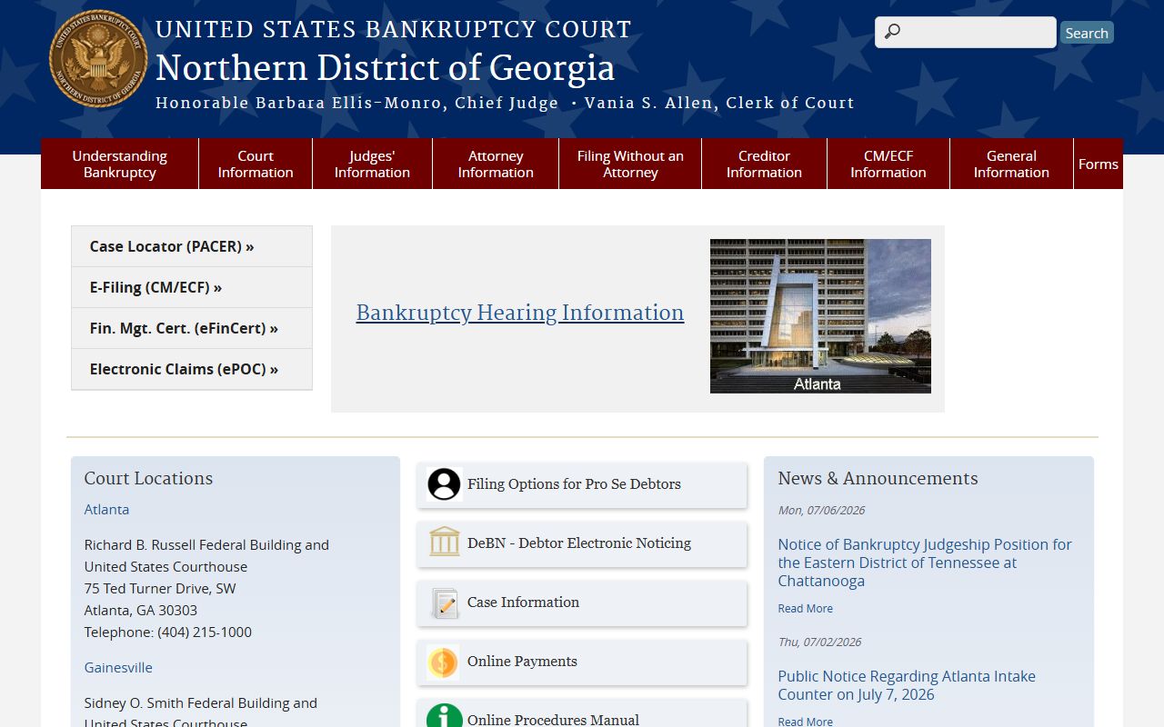 Jackson County court dockets Northern District bankruptcy court
