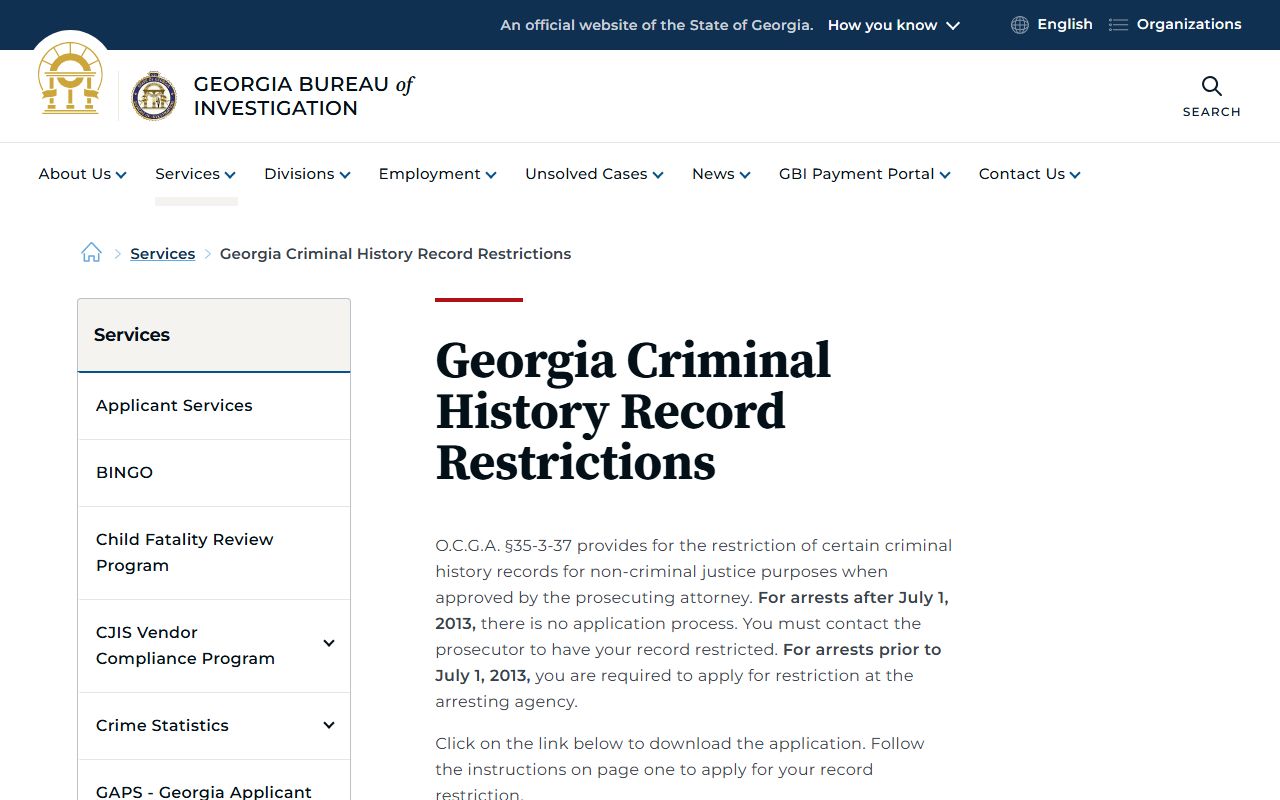 Jackson County criminal court records GBI record restriction page