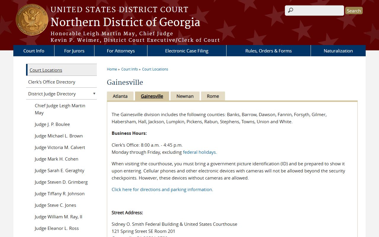 Jackson County Superior Court Gainesville federal courthouse page