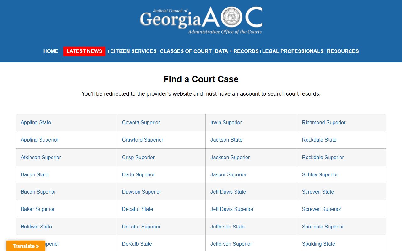 Jackson County court records Georgia Courts e-access provider list