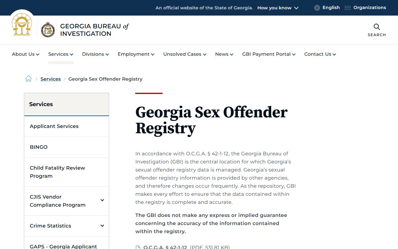 Jackson County inmate records GBI sex offender registry information