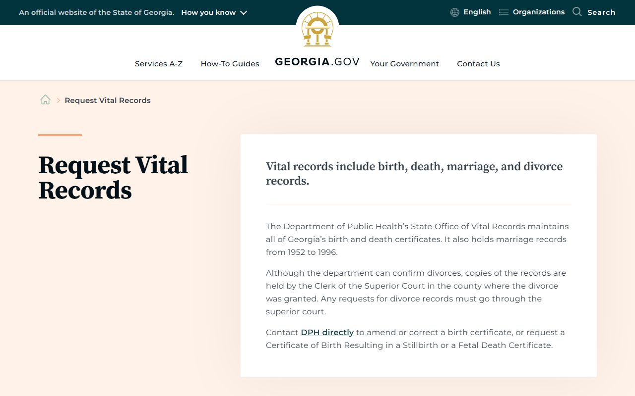 Jackson County marriage records Georgia vital records request page