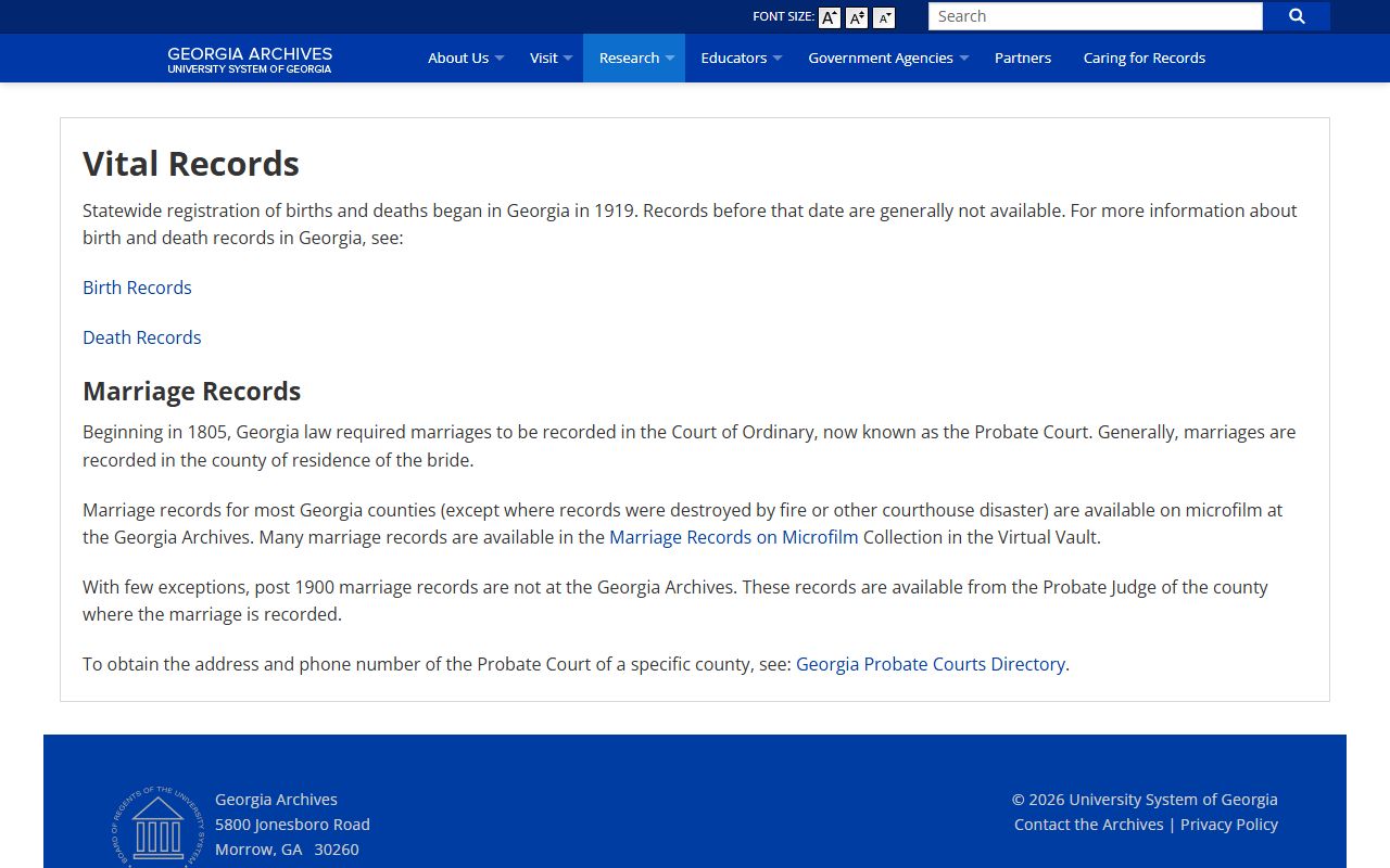 Jackson County marriage records Georgia Archives vital records page