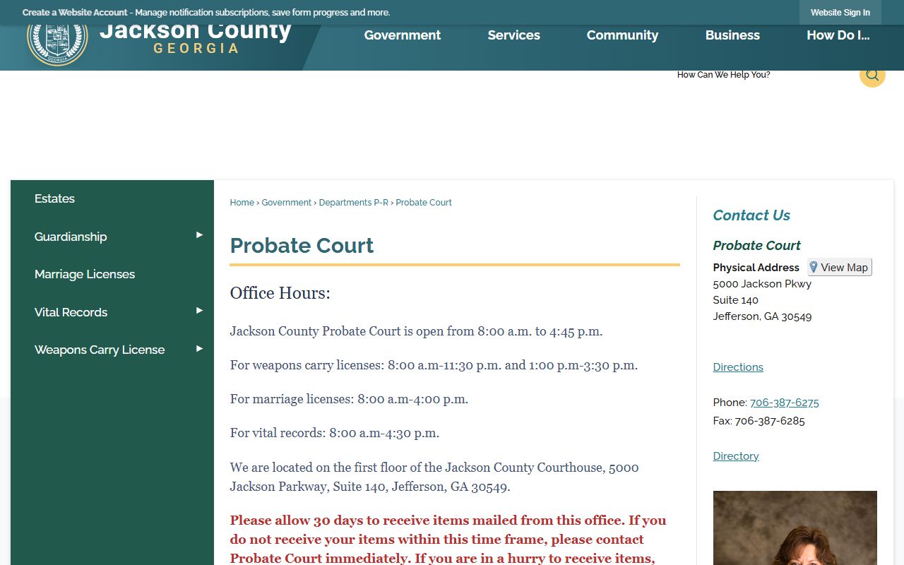Jackson County probate records Probate Court page